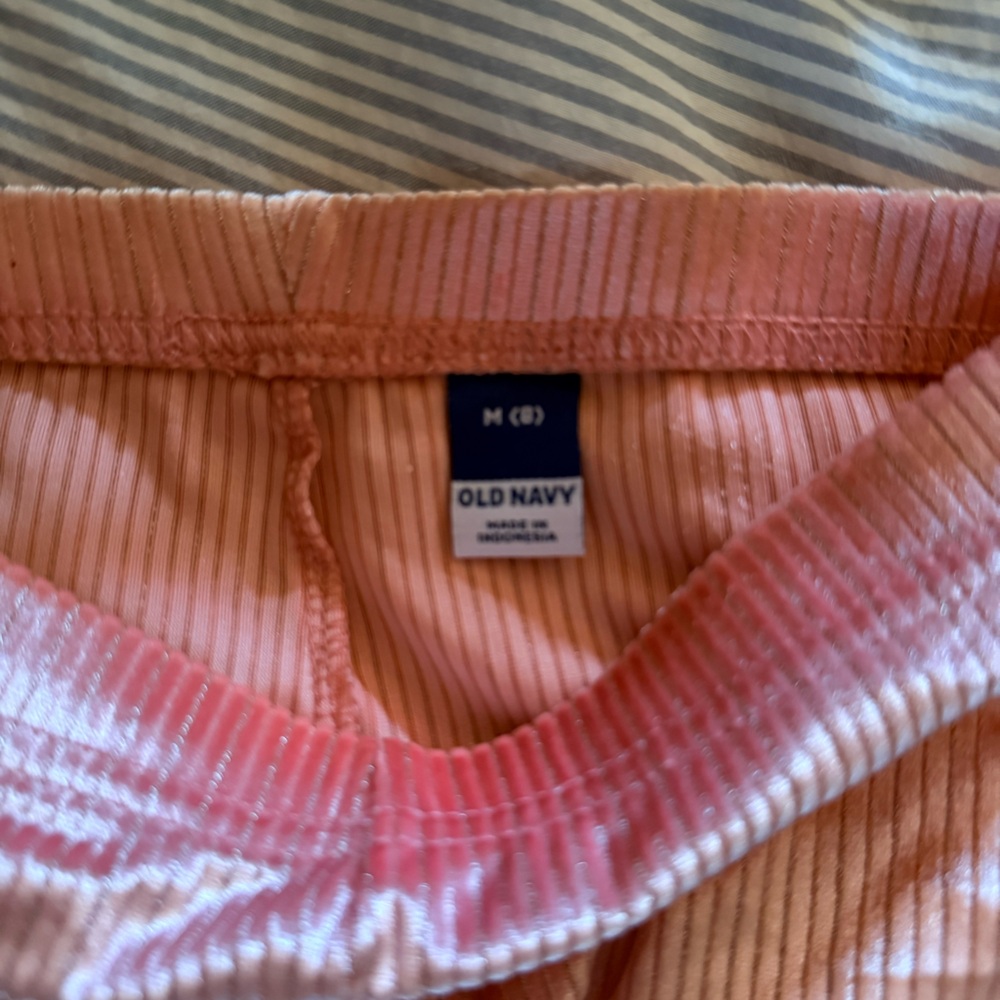 Old Navy Girls Ribbed Velvet Leggings - Dusty Pink & Light Gray - Picture 3 of 4
